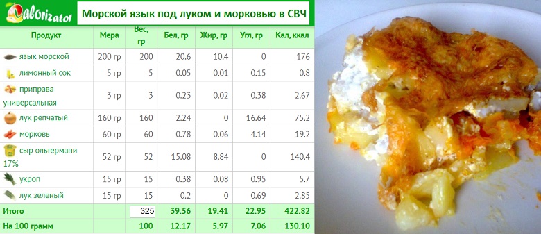 Морской язык под луком и морковью в СВЧ.jpg