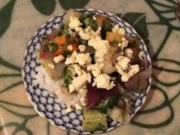 Овощи и рис с брынзой