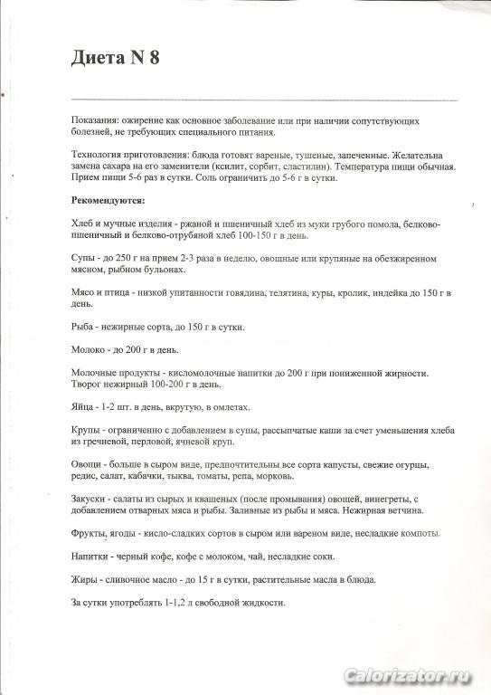 диета №8