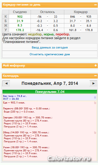 Меню 07.04.14
