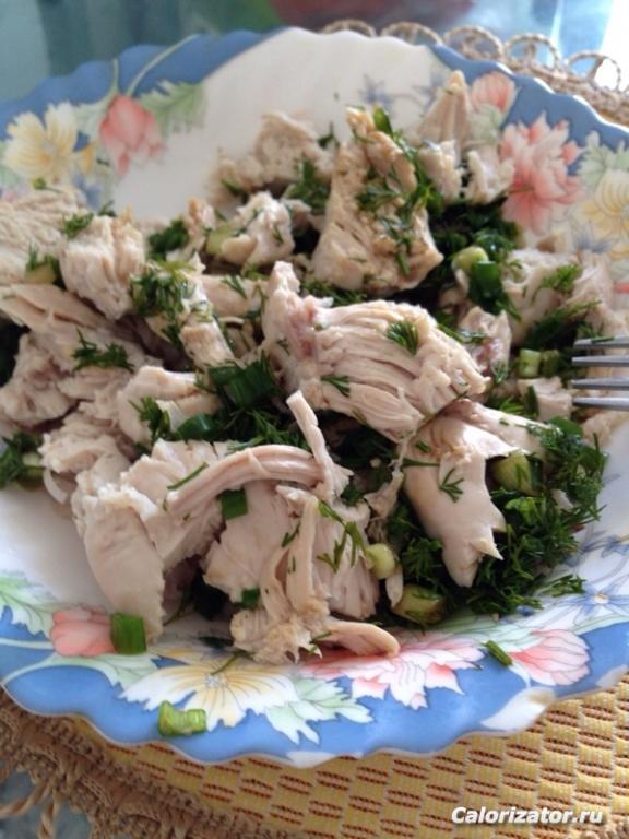 Вареная курица с зеленью 2 день обед