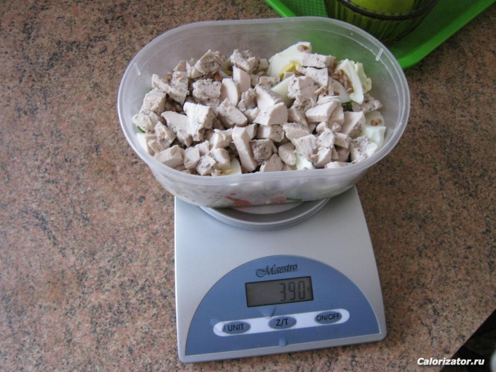 Вес без тары (с куриной грудкой)
