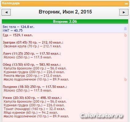 Питание 2 июня
