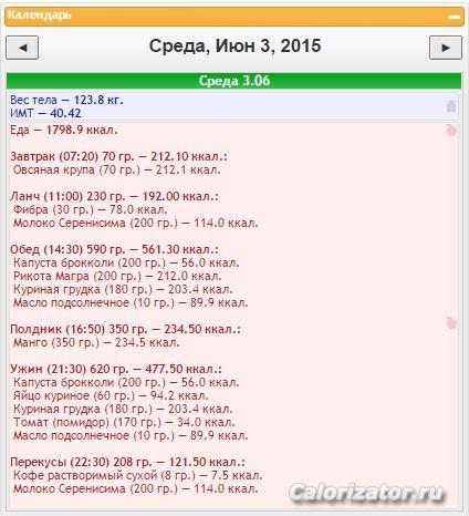 Питание 3 июня