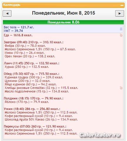 Питание 8 июня