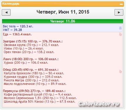 Питание 11 июня