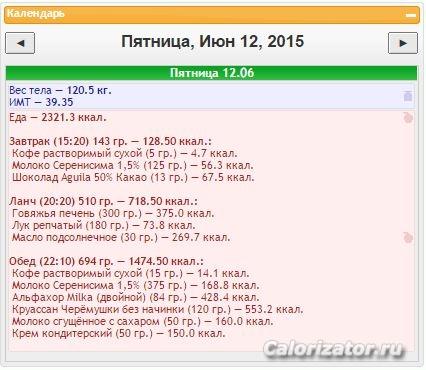 Питание 12 июня