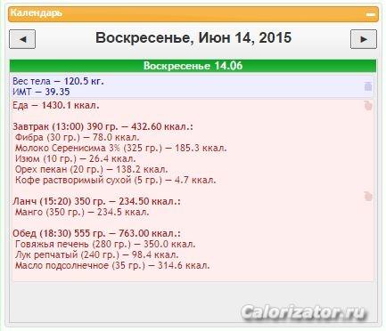Питание 14 июня