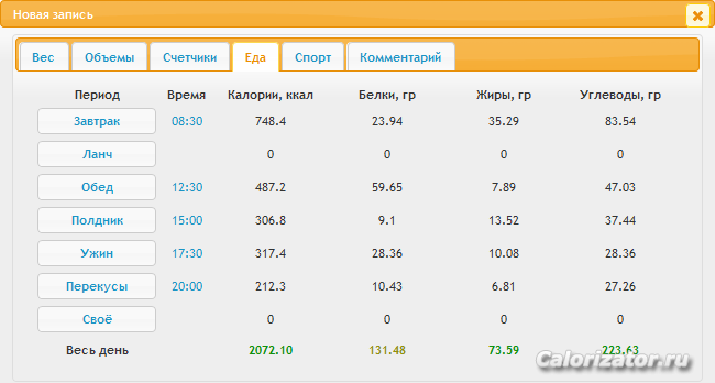 Screenshot 2019-07-17 Стартовая • Личный раздел • Calorizator ru - Форум про здоровье Дневники питания, счетчик калорий