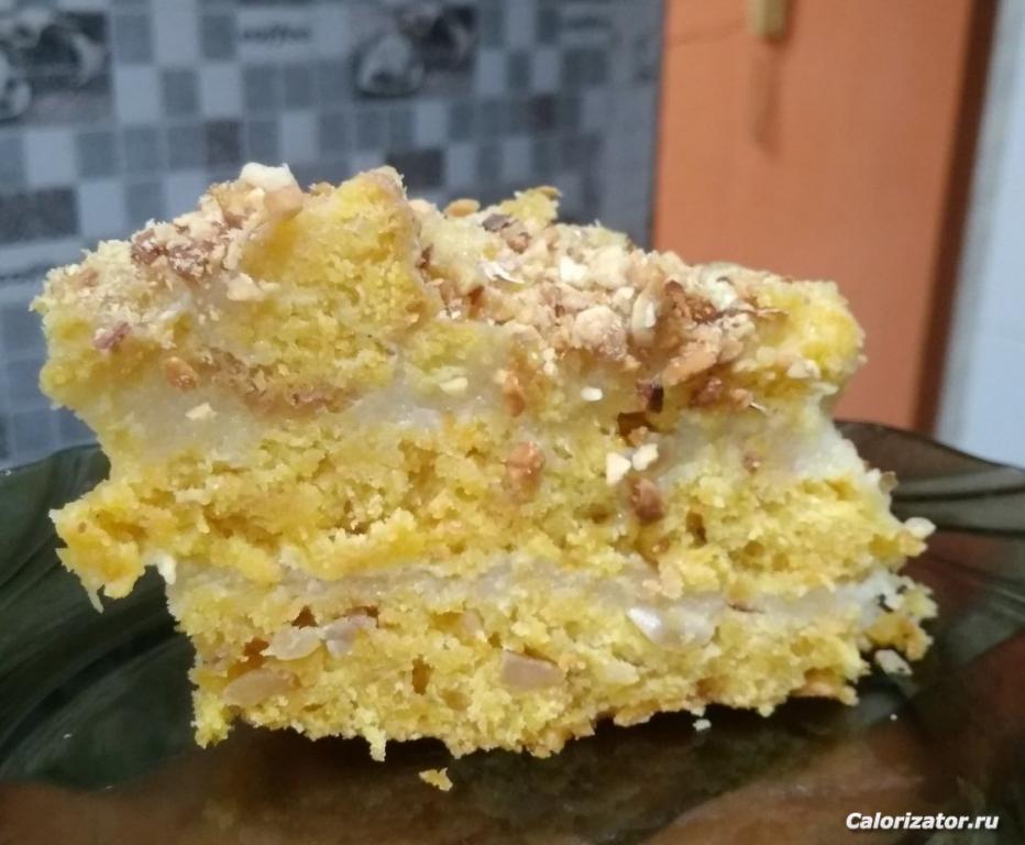 морк. торт без яиц и молока с апельсиновым кремом и орехами