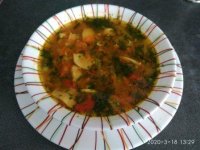 суп с машем, куриным филе, овощами, зеленью