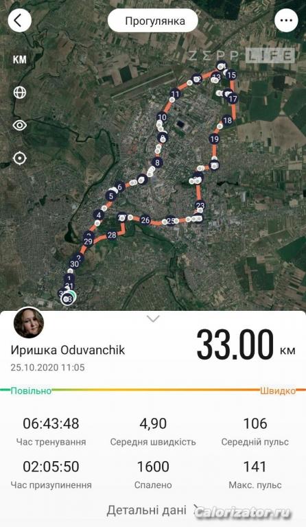 Прогулка на 33 км 25.10.2020