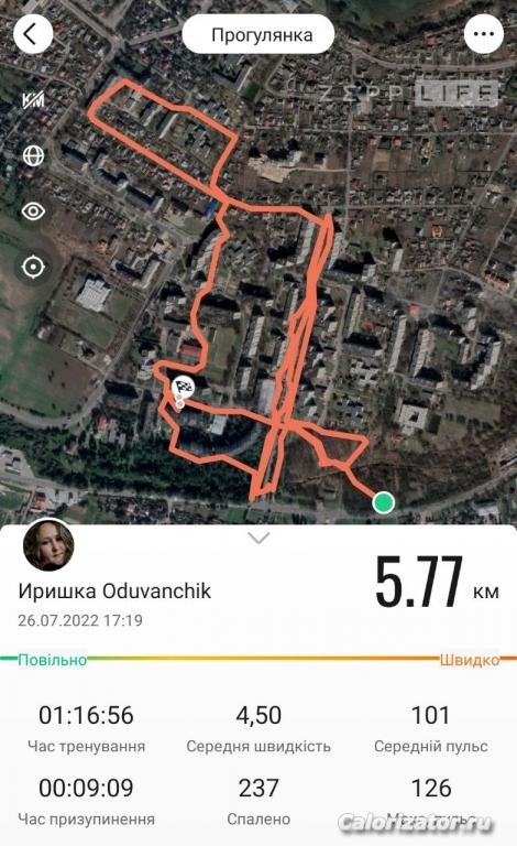 прогулка 26.07 на 5,77 км