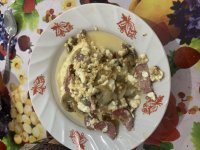 творожная запеканка с грибами, колбасой и сыром