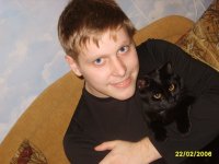 Мой младший сын Антон и кот Жора